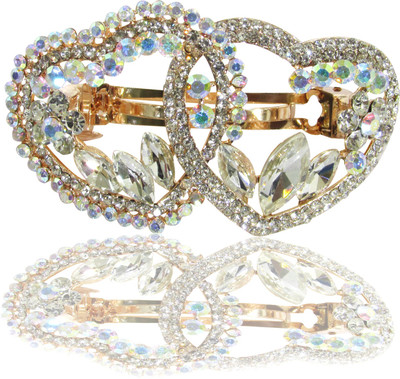 

Dolls N Queens Twin Hearts Hair Clip(White)