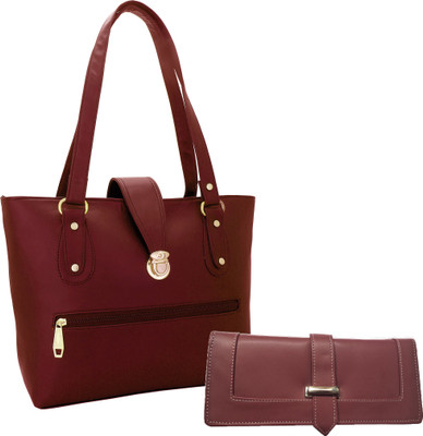 Lady bar Hand-held Bag(Maroon, Brown), Brown;maroon