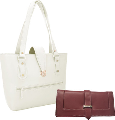 

Lady bar Hand-held Bag(White, Brown), Brown;white