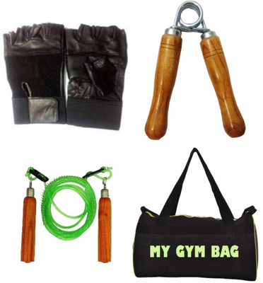 

Monika Sports 1 gymbag + 1 hand grip+ 1 skipping rope+ 1 gym gloves Gym & Fitness Kit