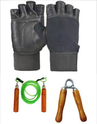 

Monika Sports 1 pair of gym gloves+ 1 skipping rope+ 1 handgrip Gym & Fitness Kit
