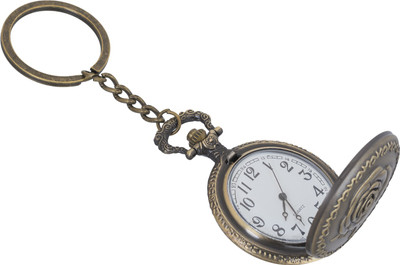 

Shubheksha Rose Design Pocket Watch Vintage Clock Metallic Key Chain