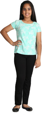 

Paul & doll Girls Casual Cotton Gathered Top(Light Green, Pack of 1, Turquoise green