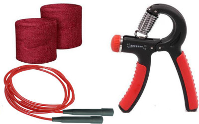 

DreamPalace India Adjustable Resistance 10 – 40 kg Hand Grip Exerciser Hand Gripper, Jump Rope Ball Bearing Skipping Rope, Wrist Support Band Gym & Fitness Kit