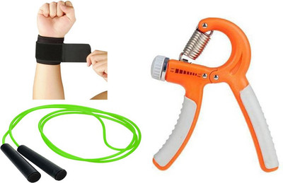 

DreamPalace India Adjustable Resistance 10 – 40 kg Hand Grip Exerciser Hand Gripper, Jump Rope Ball Bearing Skipping Rope, Wrist Support Band Gym & Fitness Kit