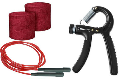 

DreamPalace India Adjustable Resistance 10 – 40 kg Hand Grip Exerciser Hand Gripper, Jump Rope Ball Bearing Skipping Rope, Wrist Support Band Gym & Fitness Kit
