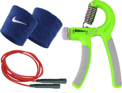 

DreamPalace India Adjustable Resistance 10 – 40 kg Hand Grip Exerciser Hand Gripper, Jump Rope Ball Bearing Skipping Rope, Wrist Support Band Gym & Fitness Kit