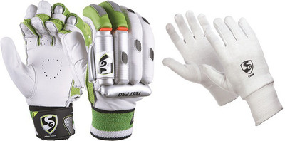 

SG Combo of two, one pair of 'Test Pro' (Traditional) Batting Gloves and one pair of 'Club' Inner Gloves (Men's) (Color On Availability) Cricket Kit