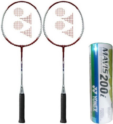

Yonex Combo of Three, Two 'GR Beta' Badminton Racquet (With Cover) and one Box 'Mavis 200i' Nylon Shuttle Cock (Pack of 6) (Color On Availability) Badminton Kit