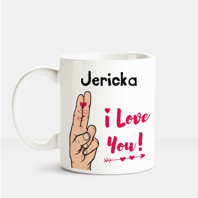 

Huppme I Love you Jericka printed personalized coffee mug Ceramic Mug(350 ml), Multicolor