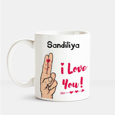 

Huppme I Love you Sandiliya printed personalized coffee mug Ceramic Mug(350 ml), Multicolor