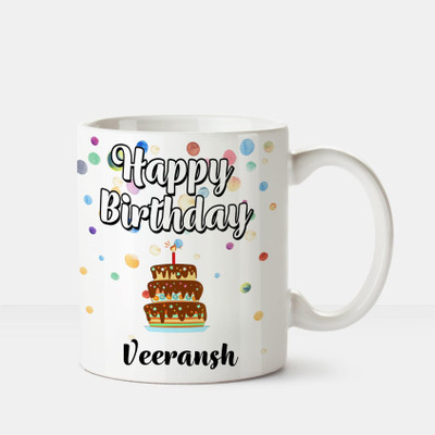 

Huppme Happy Birthday Veeransh Printed Coffee White Ceramic Mug(350 ml), Multicolor