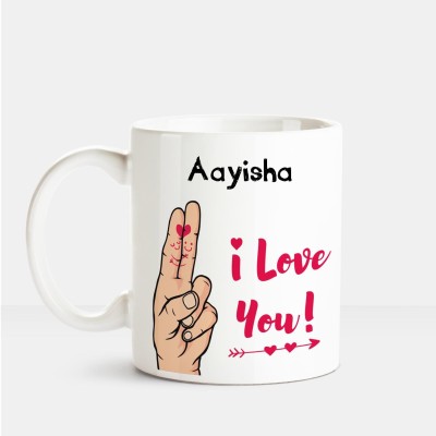 

Huppme I Love you Aayisha printed personalized coffee mug Ceramic Mug(350 ml), Multicolor