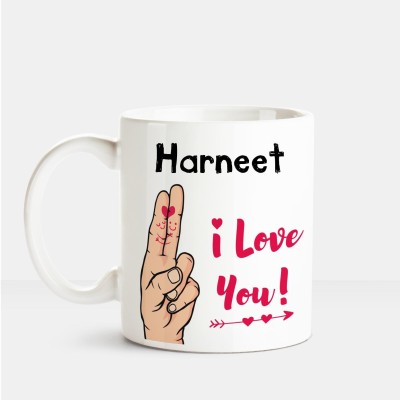 

Huppme I Love you Harneet printed personalized coffee mug Ceramic Mug(350 ml), Multicolor