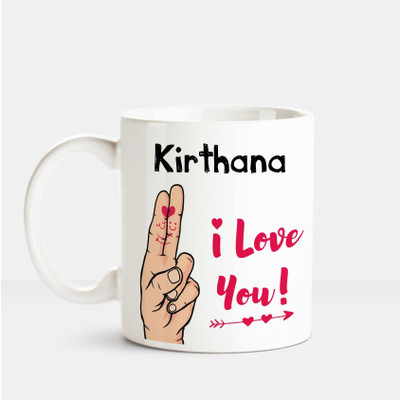 Huppme I Love you Kirthana printed personalized coffee mug Ceramic Mug(350 ml), Multicolor