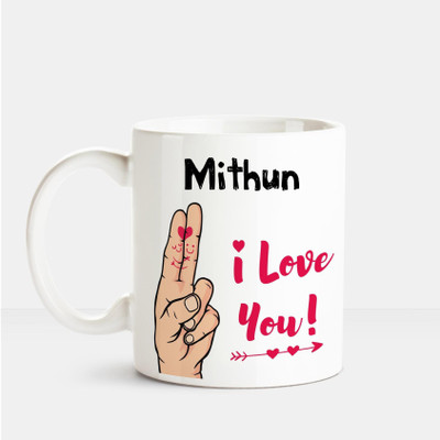 

Huppme I Love you Mithun printed personalized coffee mug Ceramic Mug(350 ml), Multicolor