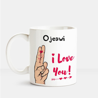 

Huppme I Love you Ojeswi printed personalized coffee mug Ceramic Mug(350 ml), Multicolor