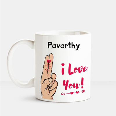 

Huppme I Love you Pavarthy printed personalized coffee mug Ceramic Mug(350 ml), Multicolor