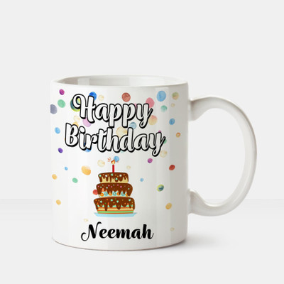 

Huppme Happy Birthday Neemah Printed Coffee White Ceramic Mug(350 ml), Multicolor