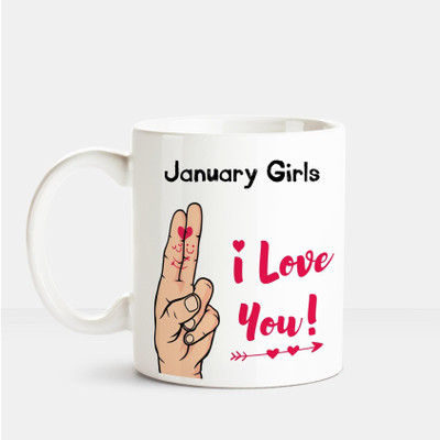 

Huppme I Love you January Girls printed personalized coffee mug Ceramic Mug(350 ml), Multicolor
