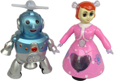 

Mahvi Toys Combo of Dancing Robot & Princess Doll(Multicolor)