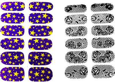 

STZ 2 Sheets of Self Adhesive Nail Art Stickers(Violet & Black)