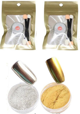 

Born Pretty Combo 1 Box 2g Shinning Golden Mirror Nail Glitter powder and 1 Box 2g Shinning Silver Mirror Nail Glitter powder(Silver and Golden)