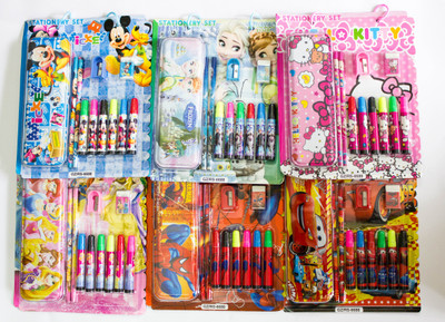 

Shopkooky Cartoon Character Printed Stationary Gift Set With Additional Box (Mix Design) (Pack Of 6) Best Quality Art Metal Pencil Boxes(Set of 6, Multicolor)