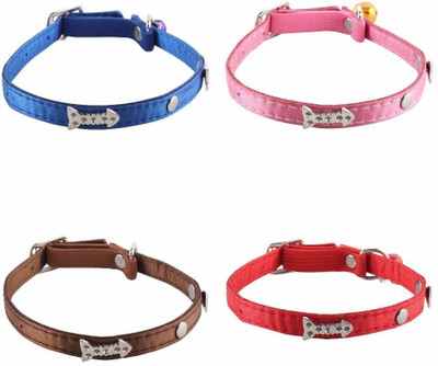 

SRI Silver Fish Bone Design Collar With Bell For Puppy/Cat Cat Show Collar(, Multicolor