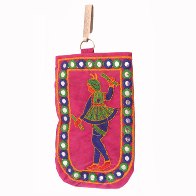 

Purpledip Designer Mobile Phone Pouch Cover With Purse Pocket & Sari Hook For Women: Rich Embroidery in Traditional Indian Style (11013) Mobile Pouch(Multicolor)
