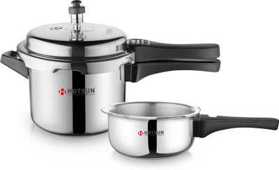

HOTSUN 2, 3 liter Mini Combi Pack 3 L Induction Bottom Pressure Cooker & Pressure Pan(Aluminium)