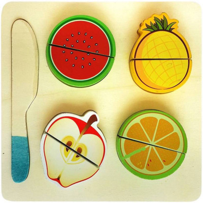 

TALKING GANESHA Realistic WOODEN Sliceable Fruits Cutting Play Toy Set with Velcro - Pretend Play Educational Toys for Kids and Children 10 Pcs