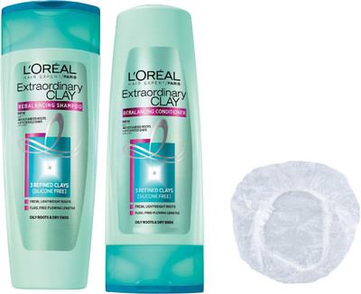 

L'Oreal Extraordinary Clay Purifying & Hydrating Shampoo + Conditioner + Shower cap(350 ml)
