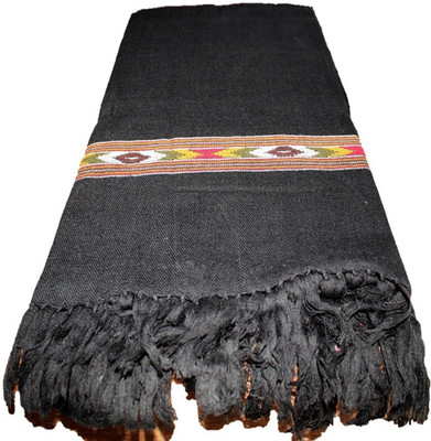 HimalayanKraft Pure Wool Embroidered Women Shawl(Black)