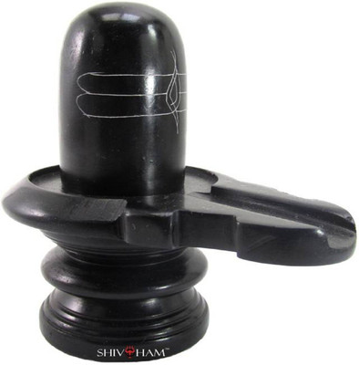 

SHIVARATNA Black Marble Shivling 9cm Decorative Showpiece - 9 cm(Marble, Black)