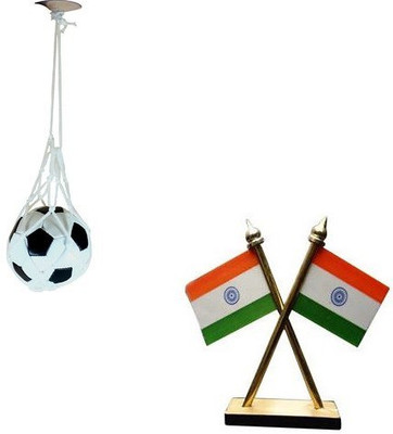 StyleWell Combo Of Double Sided Wind Car Dashboard Flag With Car Hanging Football Perfume Showpiece - 11 cm(Plastic, Multicolor) available at flipkart for Rs.259