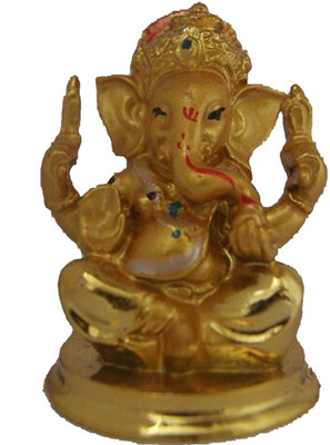

DivyaMantra Hindu God Ganeshji Idol Sculpture Statue Puja / Car Dashboard Murti For Good Luck Financial Prosperity Decorative Showpiece - 5.5 cm(Polyresin, Gold)