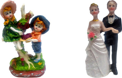 

FABZONE Combo Of 2 Valentine Romantic Love couple Statue - Handicraft Decorative Home Interior & Table Décor Figurine / Marriage Wedding Anniversary Antique Gift item Decorative Showpiece - 20 cm(Polyresin, Multicolor)