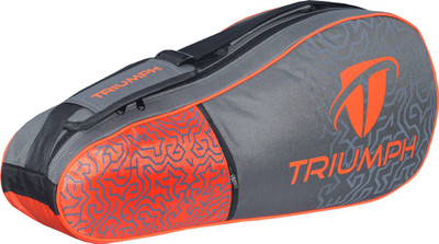 

Triumph Pro-302 (New) Single Compartment 6 Racquet Badminton kit Bag Grey/Orange Kit Bag(Grey, Kit Bag)