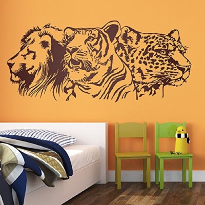 Asmi Collections 90 cm Lion and Tiger -Brown Removable Sticker(Pack of 1)