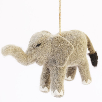 

De Kulture Works Hanging Elephant Soft Toy I handmade Needle Felted Elephant Hanging Toy I Home & Garden Decor, Car Decor I 2*4*3 LWH (Inches) - 7.62 cm(Grey)