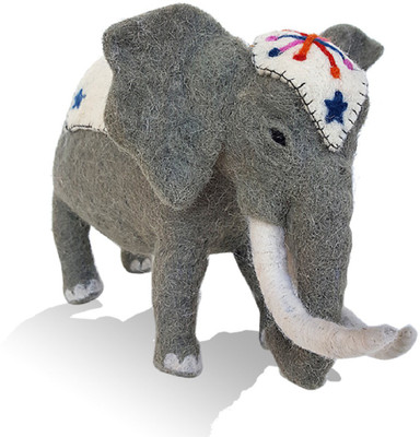

De Kulture Works Hand Made Showpiece Felt Elephant Soft plush Toy 3x8x5.5 (LWH) For Kids Home Decoration Party Decorative Office Decor Ideal For New Year Birthday Easter Gift (Multicolour) - 7 cm(Multicolor)