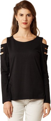 Miss Chase Casual Full Sleeve Solid Women Black Top