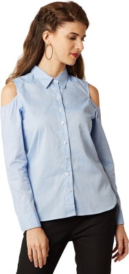 Miss Chase Casual Full Sleeve Solid Women Blue Top