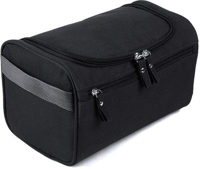 

Edwin Clark Hanging Fabric Travel Toiletry Bag Organizer And Dopp Kit Travel Toiletry Kit(Black)