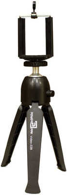 

Powerpak Video-228 Mini Tripod stand + Mobile Holder Clip Desktop Self-Tripod + Gopro adapter For DSLR Camera & Smart Phone, Mobile Phone Tripod(Black, Supports Up to 150 g)