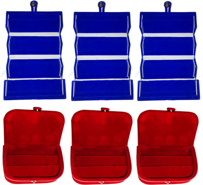 

Funkroo Combo 3 pc blue earring folder and 3 pc red ear ring box vanity case Makeup Vanity Box(Multicolor)
