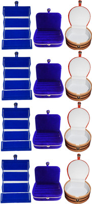 

Funkroo Combo 4 pc blue earring folder 4 blue ear ring box and 4 pc bangle box jewelry vanity case Makeup Vanity Box(Multicolor)