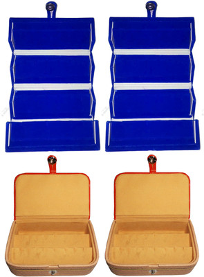 

Funkroo Combo 2 pc blue earring folder and 2 pc ear ring box vanity case Makeup Vanity Box(Multicolor)
