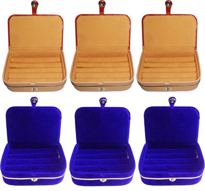 

Funkroo combo deal 3pc blue ring box & 3pc brown ring vanity box Makeup Vanity Box(Multicolor)
